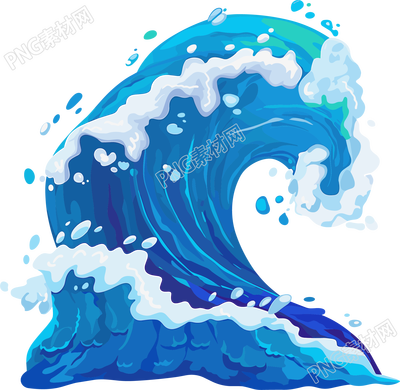海浪防汛卡通风格素材
