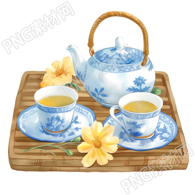 陶瓷茶壶茶杯元素