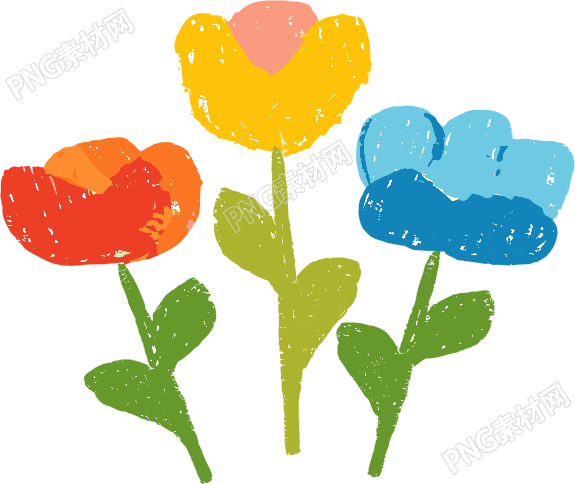 小花蜡笔画元素
