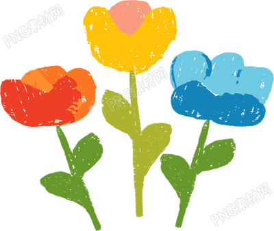 小花蜡笔画元素