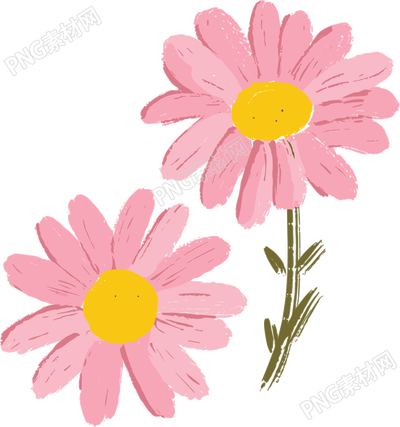 雏菊蜡笔画PNG元素