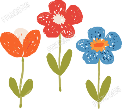 小花蜡笔画素材