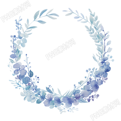 水彩花環(huán)藍(lán)紫色插圖