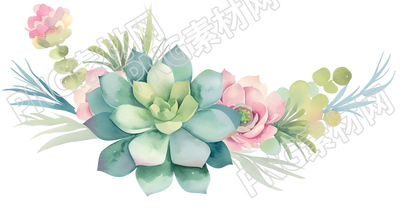 水彩多肉花環(huán)素材