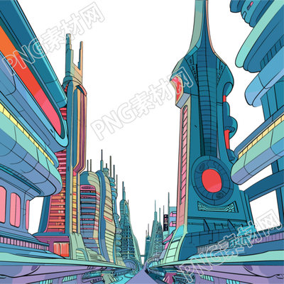 未來(lái)城市透明背景素材