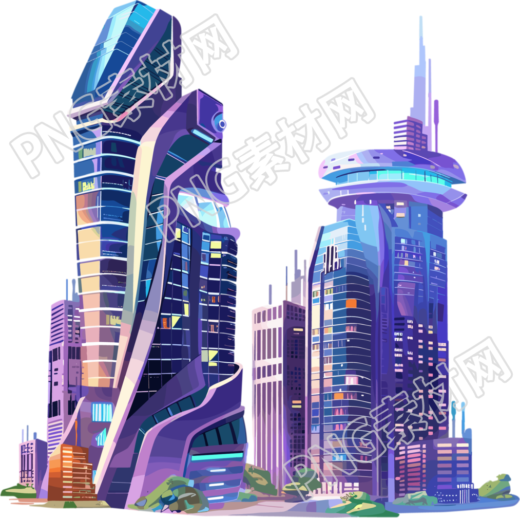 未来城市科技插画