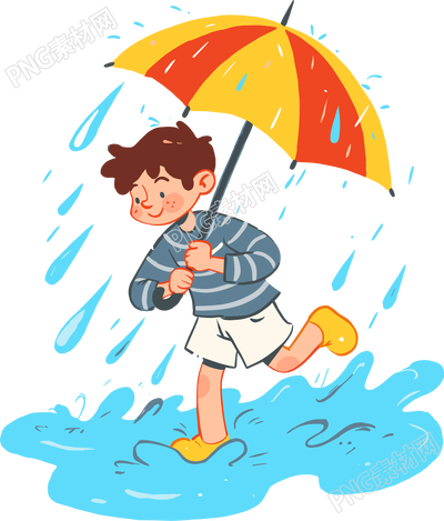 打伞男孩暴风雨元素