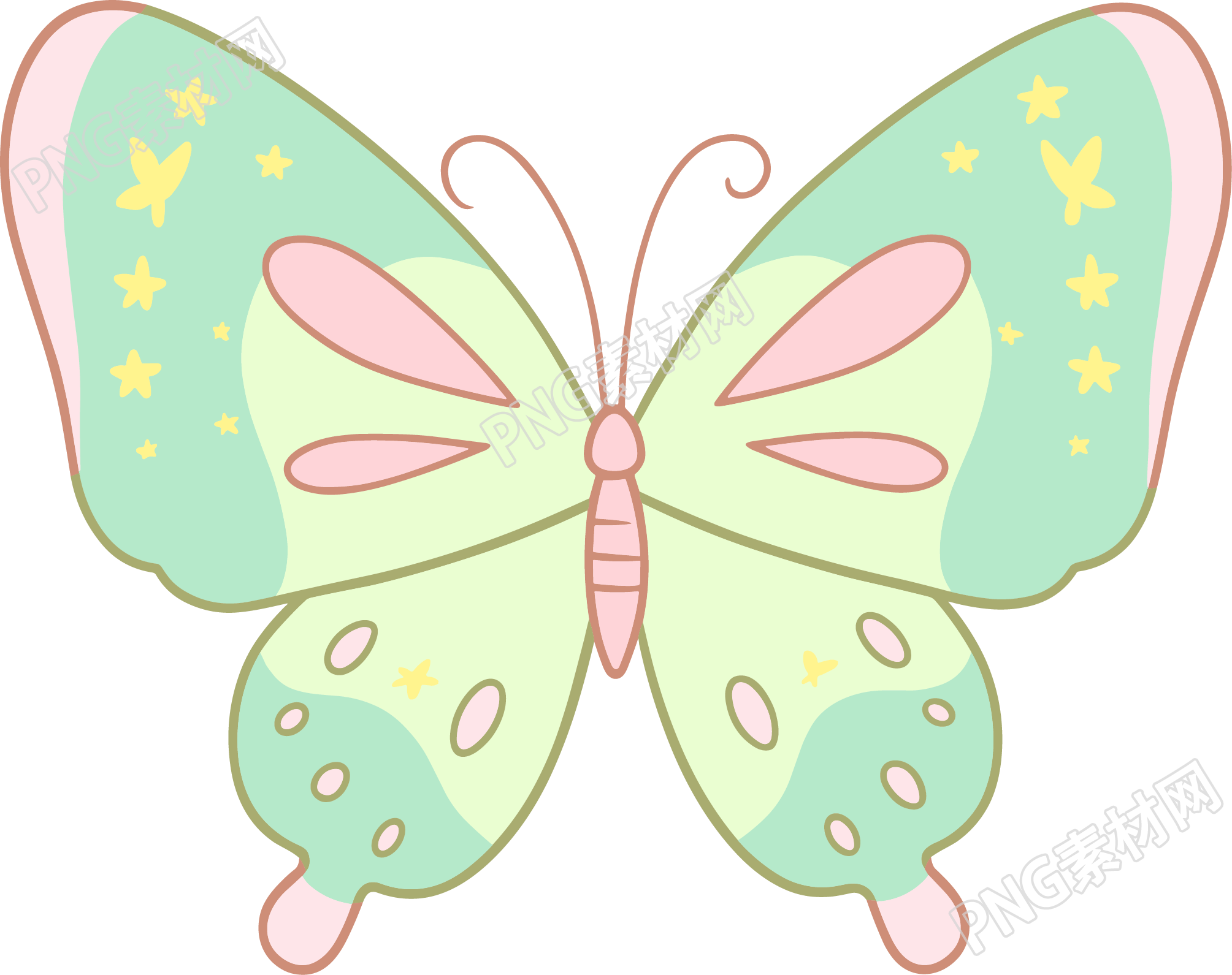 线条蝴蝶可爱插图