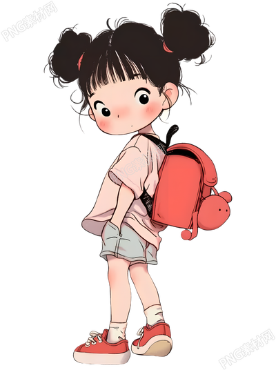 可爱小女孩透明背景元素