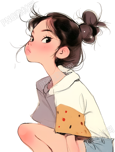 可爱小女孩插画素材