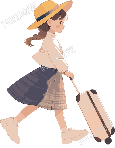 小学生旅游可爱插画