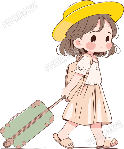 小学生旅游卡通插画