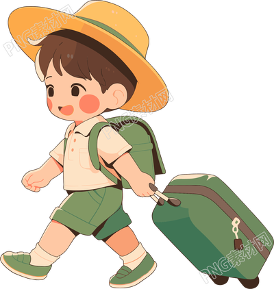 小学生旅游卡通插图