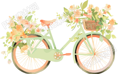 水彩自行车插画