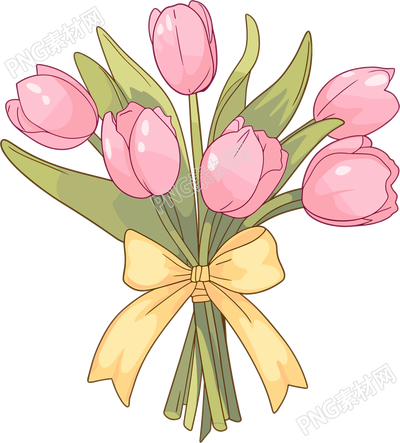 粉色郁金香花束素材