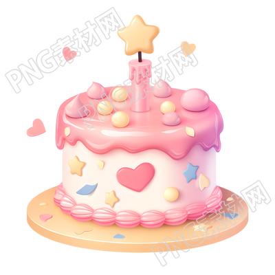 3D生日蛋糕商业设计元素