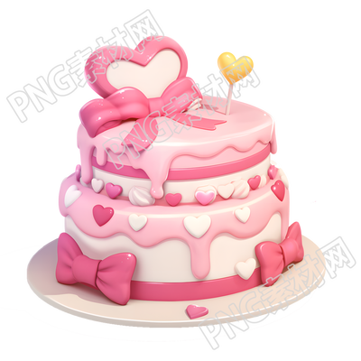 3D生日蛋糕可爱插图