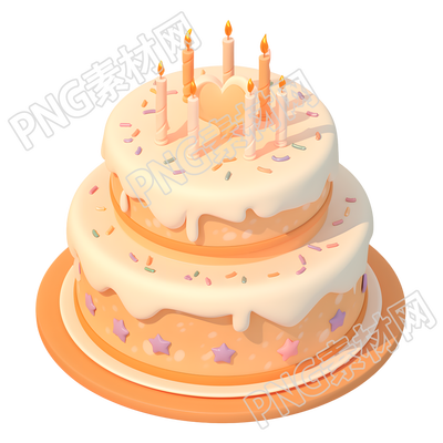 3D生日蛋糕卡通插画