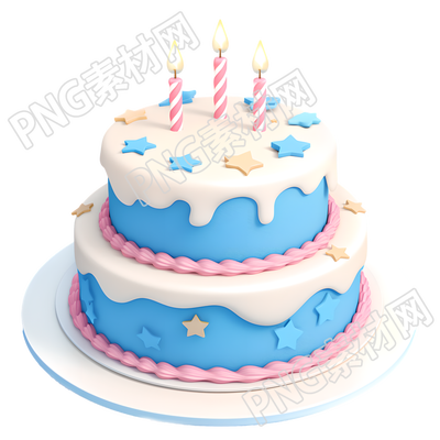 3D生日蛋糕矢量插图