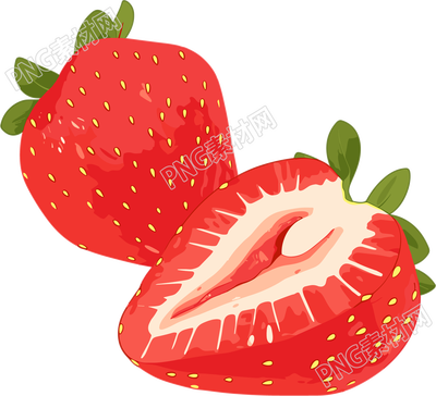 草莓水彩可商用插画
