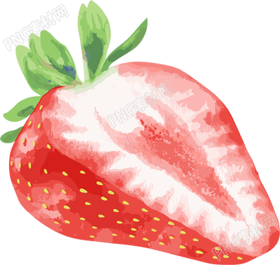 草莓水彩PNG素材