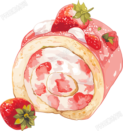 草莓卷插画设计元素