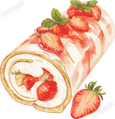 草莓卷插图素材