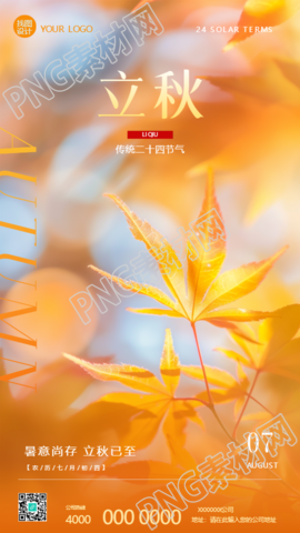 二十四节气立秋创意手机海报