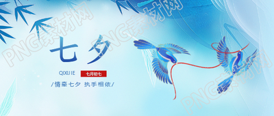 七夕喜鹊蓝色简约微信公众号首图