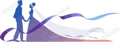 七夕情侣剪影插画
