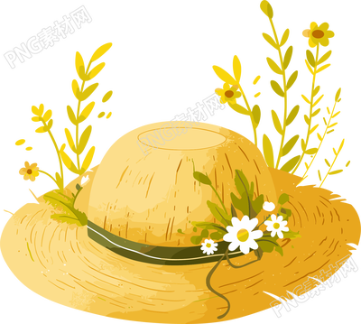 森系草帽插画素材