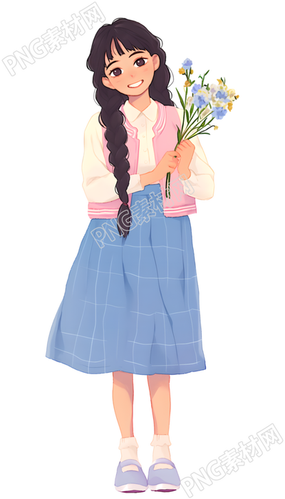 森系女孩可爱插图