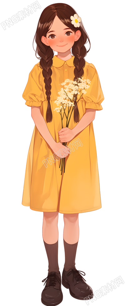 森系女孩PNG插画