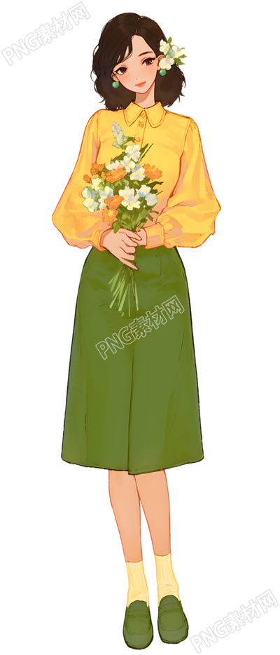 森系女孩可商用插图