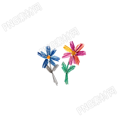 蜡笔画小花商用插图