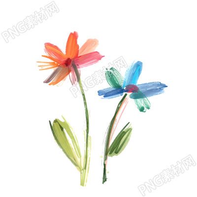 蜡笔画小花元素
