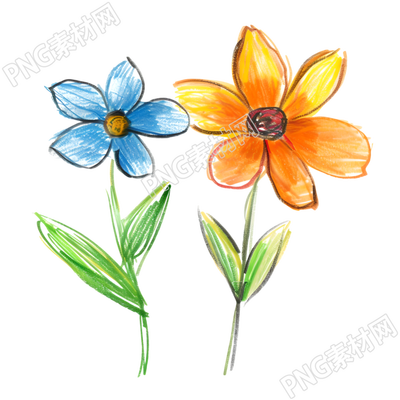 蜡笔画小花素材