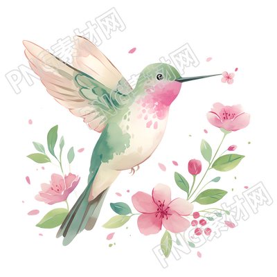 水彩鸟矢量插图
