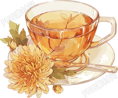 菊花茶简约设计元素