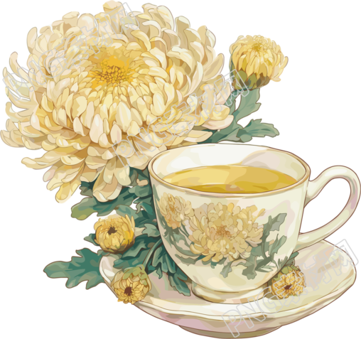 菊花茶插画设计元素