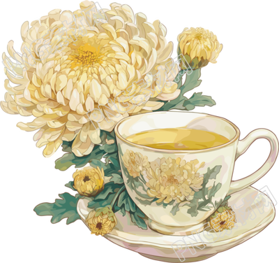 菊花茶插画设计元素