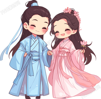 七夕牛郎织女插画设计元素