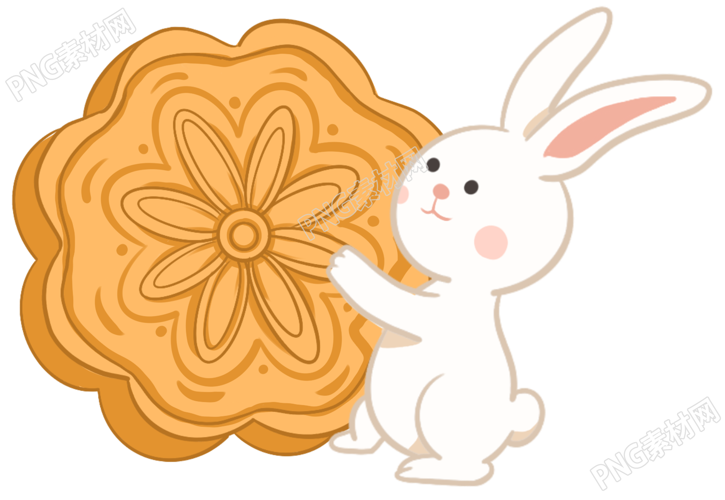 兔子和月饼中秋节素材