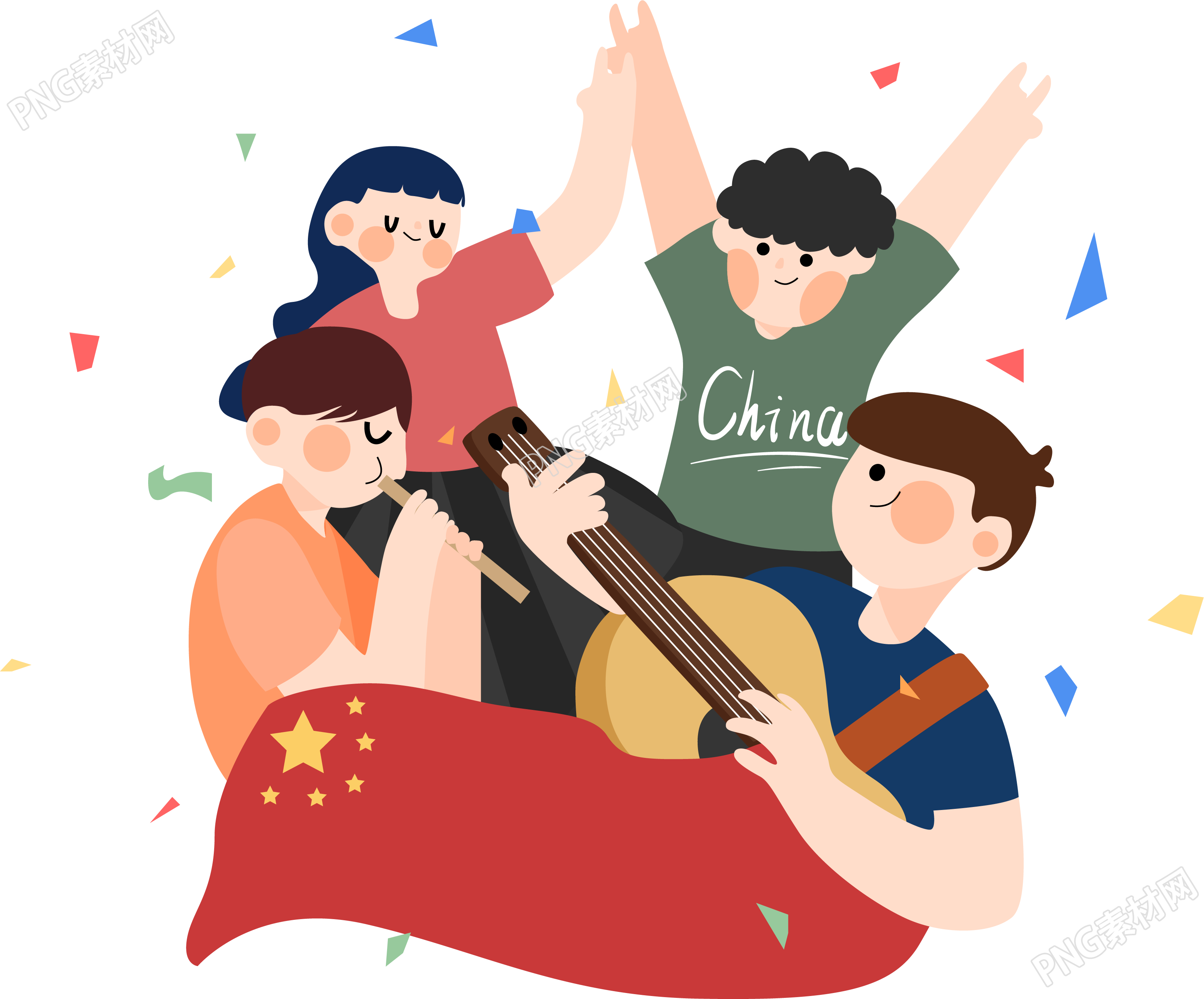 国庆节狂欢庆祝人群