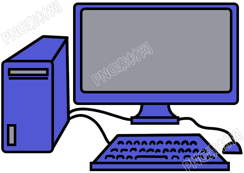 蓝色办公专用电脑素材