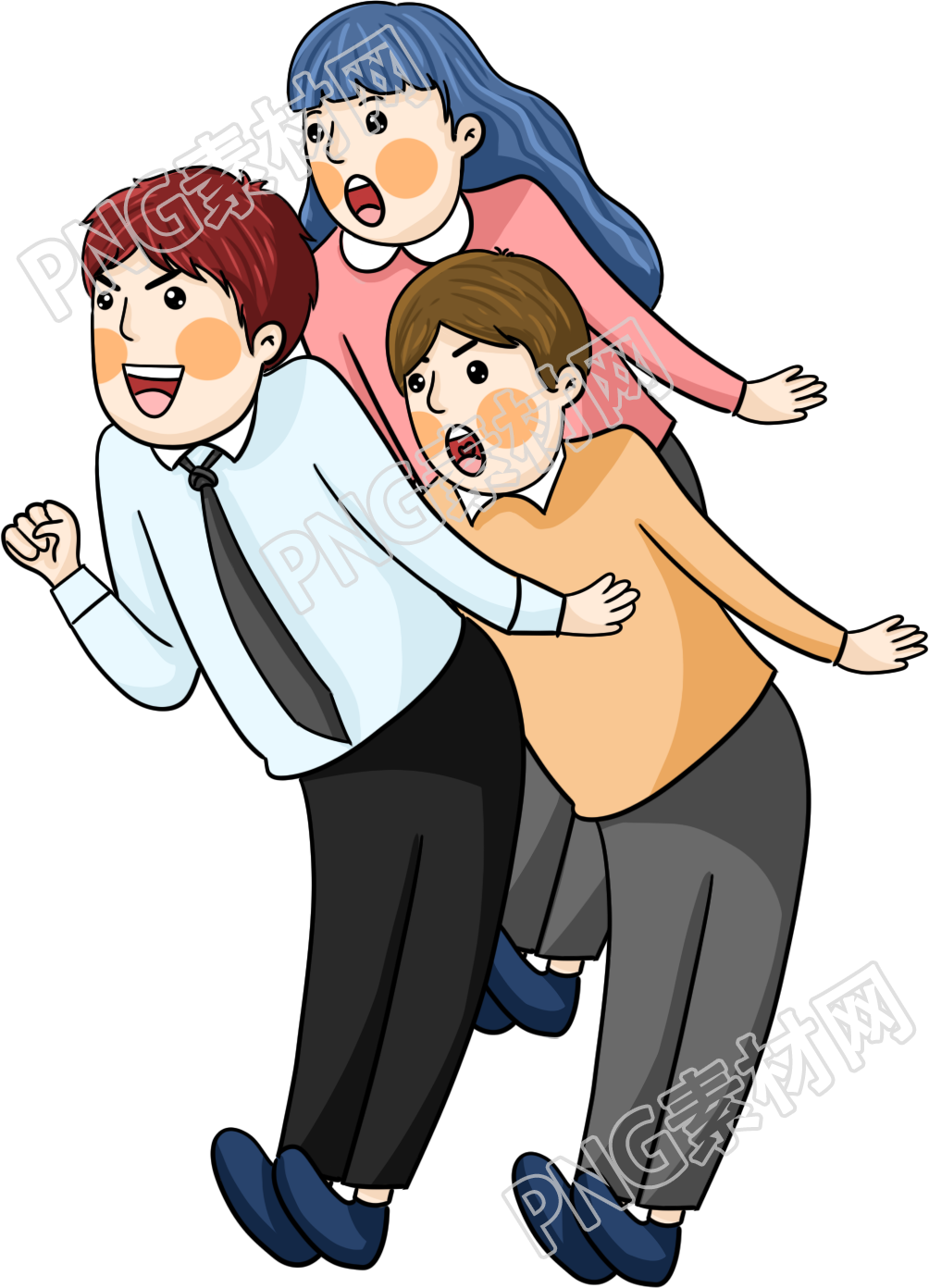 弯腰呐喊的人群