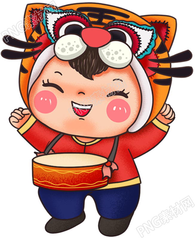 挂鼓虎年娃娃