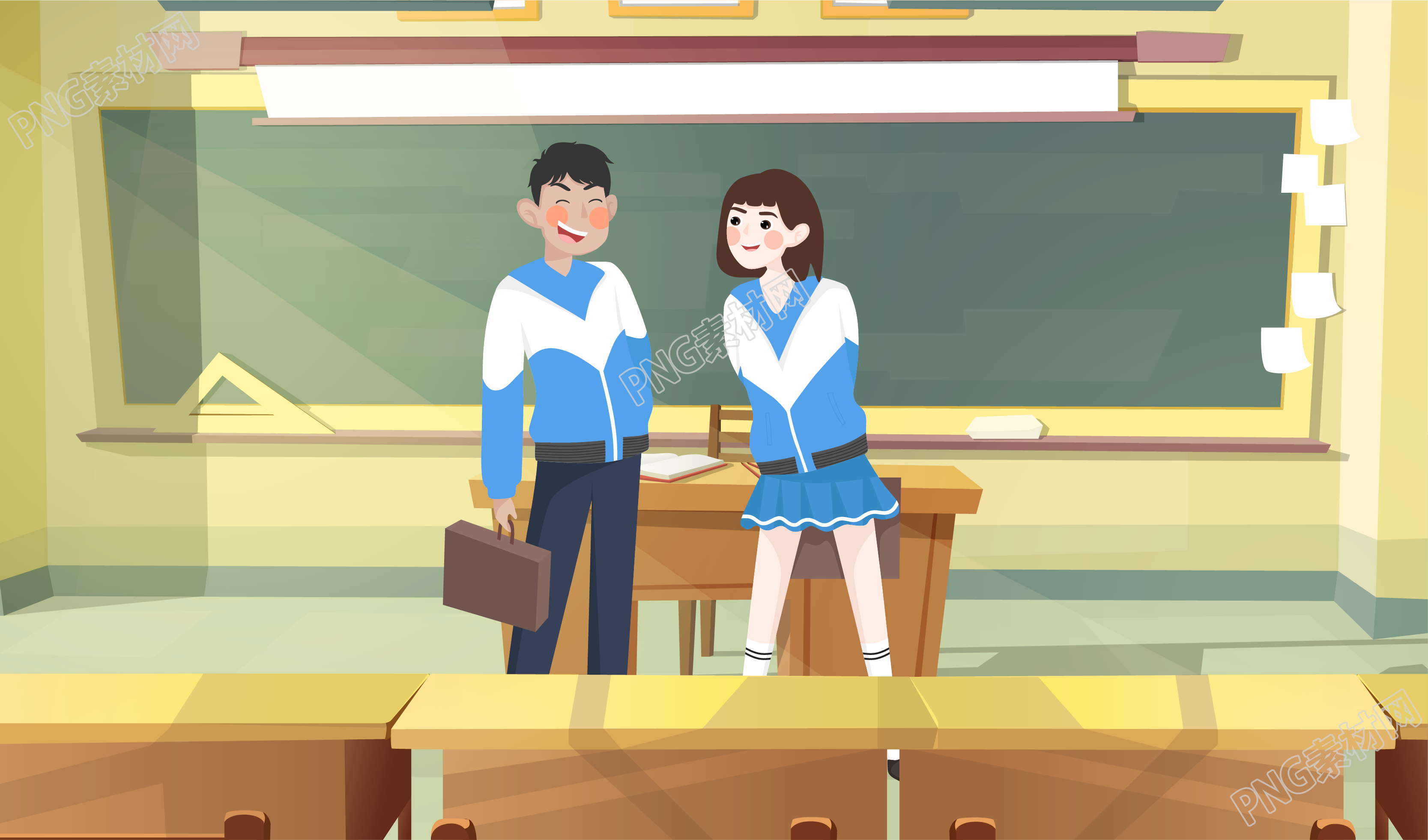 两个学生在教室的素材