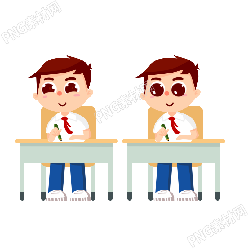 上课学习中的课桌男孩
