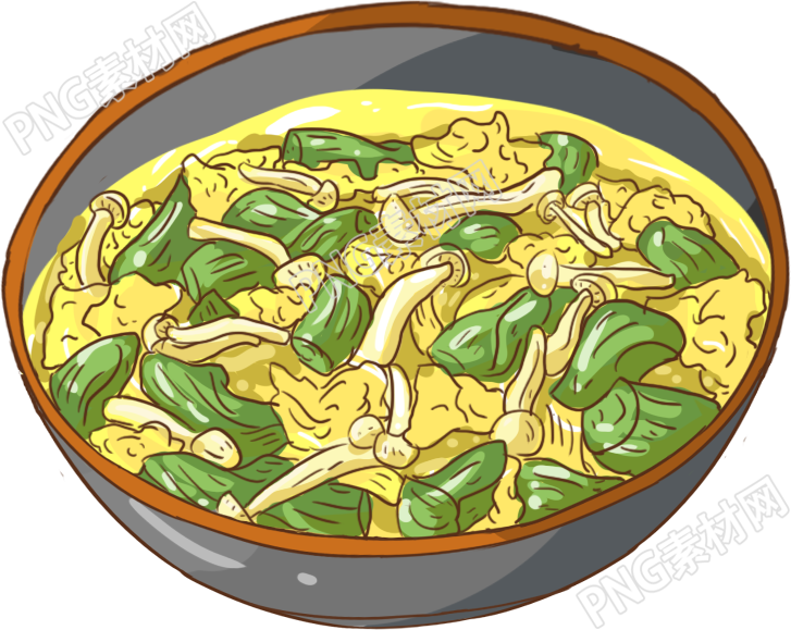 菌菇鸡蛋丝瓜汤素材